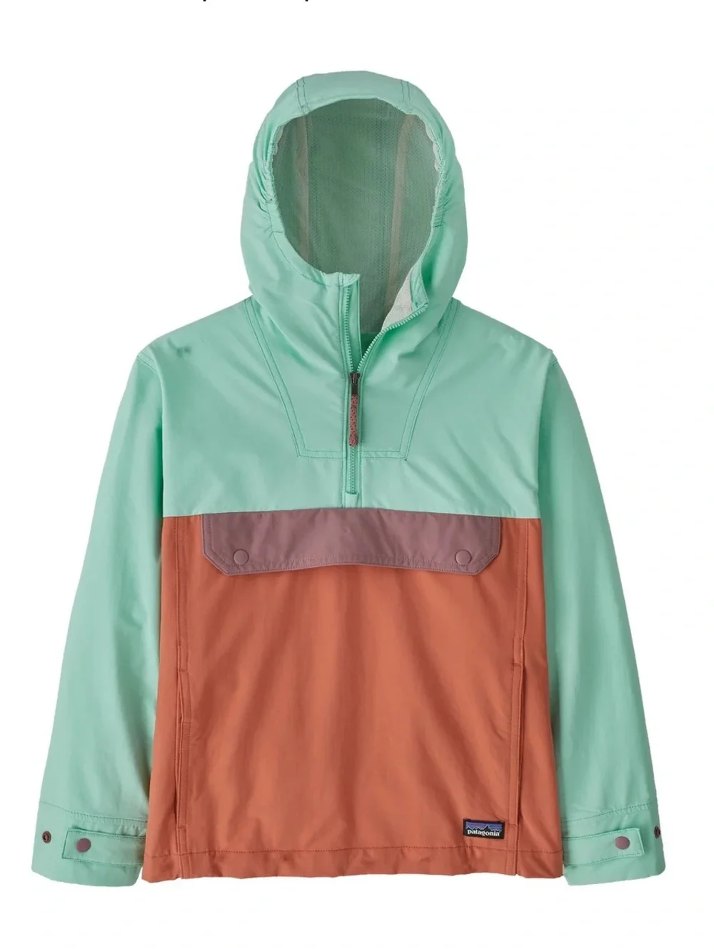 Patagonia Kids Isthmus Pullover Anorak - Mint Green, Rust & Dusty Rose